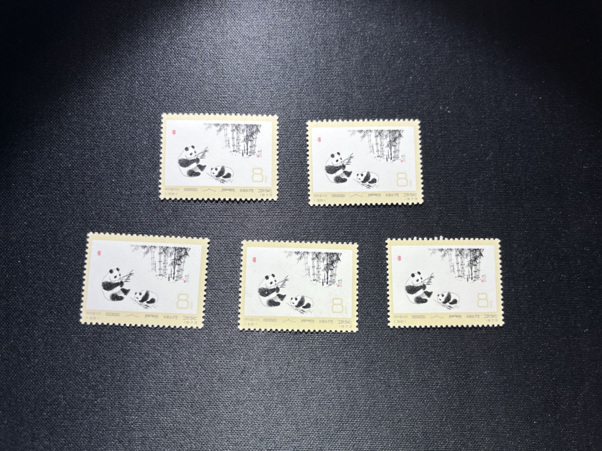 洪涛臻品  精选邮票限时拍卖第十七期 编号熊猫N59  5枚，版撕全品嘎嘎绝，齿孔非常新，背面雪白，不是老赵所谓的全品能比的，编号精品小票，只要品相足够好，多多益善，全品可评级，包过灯，注意抄底