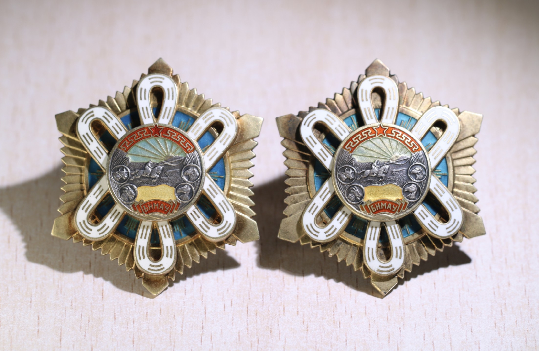 大猫徽章拍卖第201期 蒙古🇲🇳北极星勋章一对 好品银质