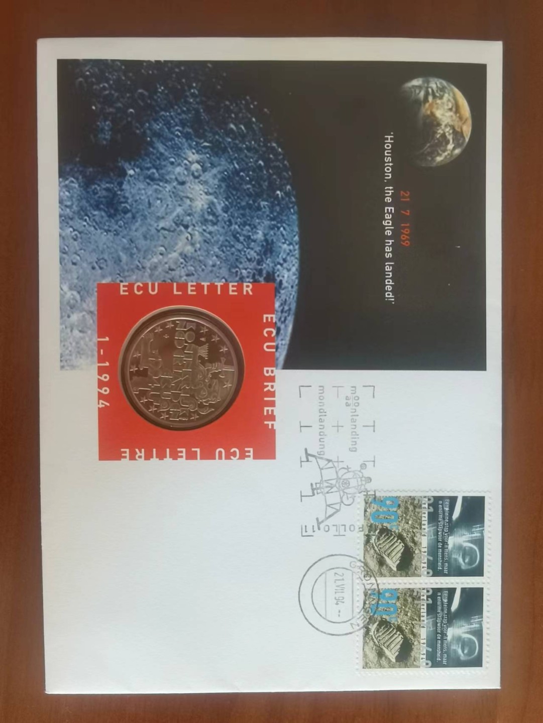 卡币专场 1994年荷兰登月25年纪念币首日封