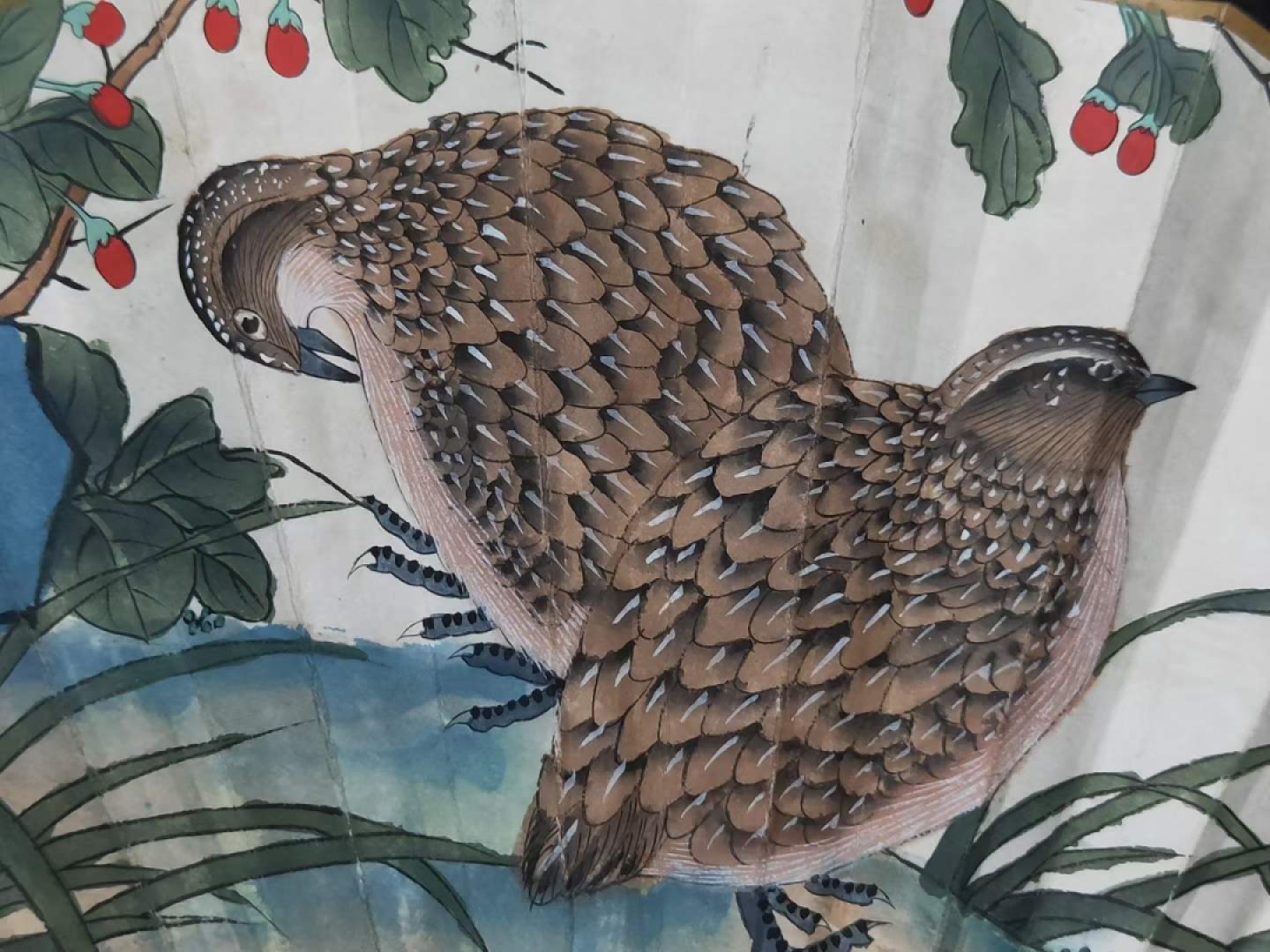 汪慎生花鸟扇子6把，双面工，画工精湛，实物拍摄（单个售价）