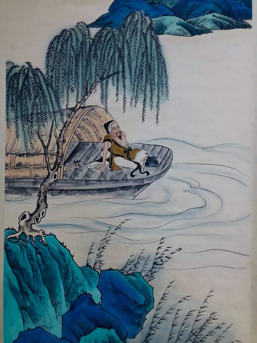 张大千人物画一幅，纸本立轴包手绘J780