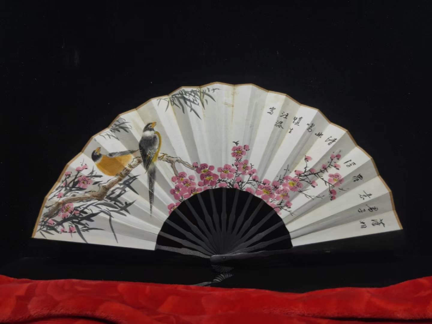 汪慎生花鸟扇子6把，双面工，画工精湛，实物拍摄（单个售价）
