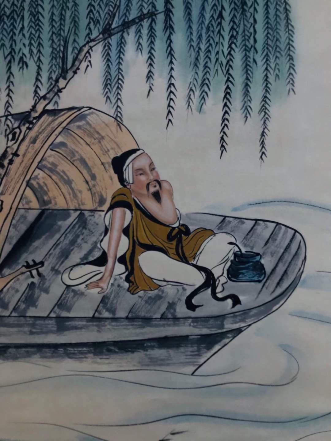 张大千人物画一幅，纸本立轴包手绘J780