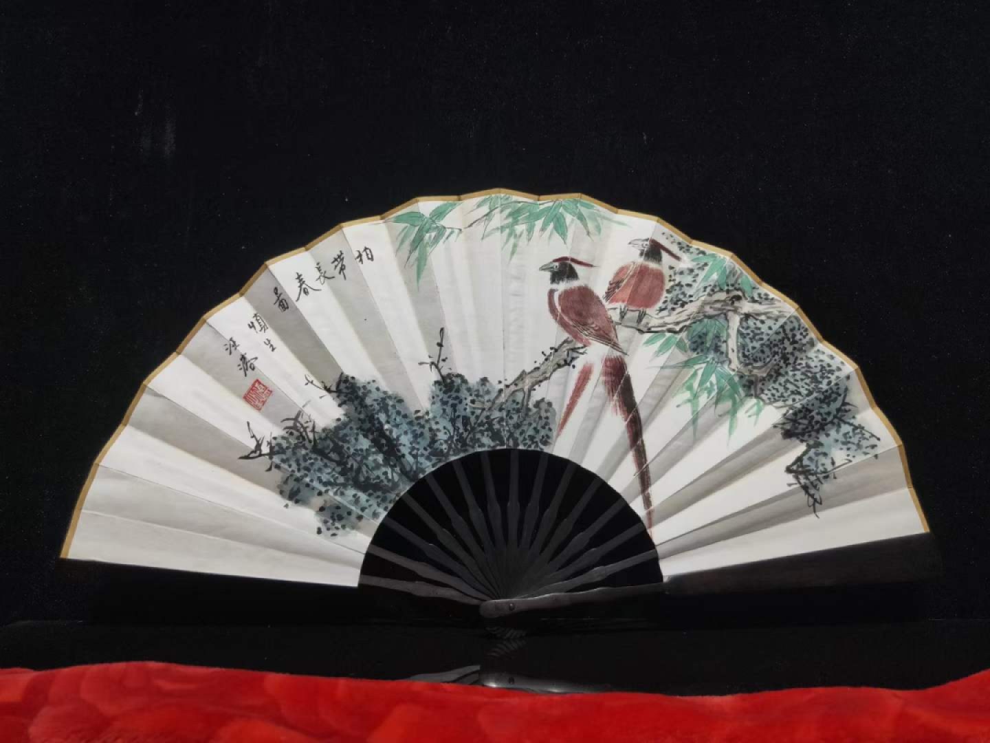 汪慎生花鸟扇子6把，双面工，画工精湛，实物拍摄（单个售价）