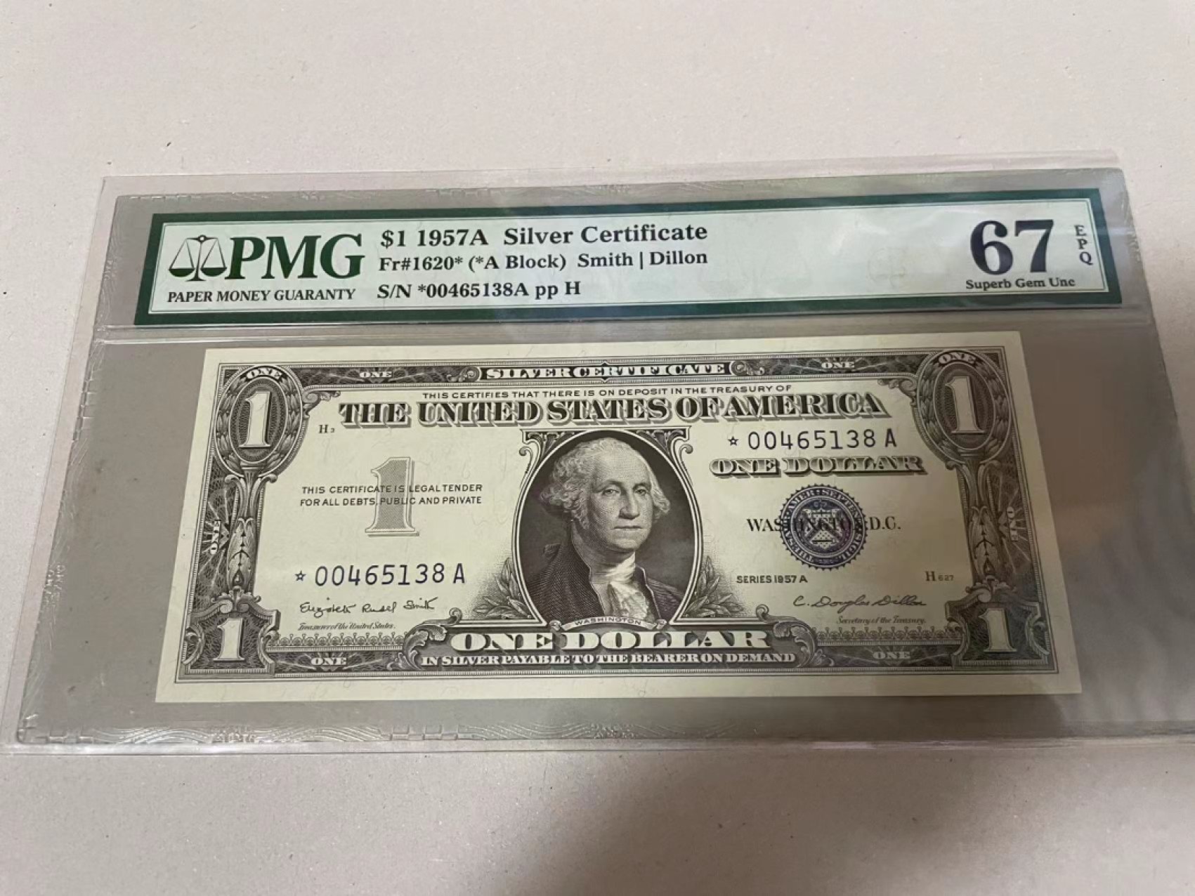 【Blue Auction】✨世界纸币精拍第221期 ——中秋前奏 美国 1957年1美金 补号 PMG67EPQ 