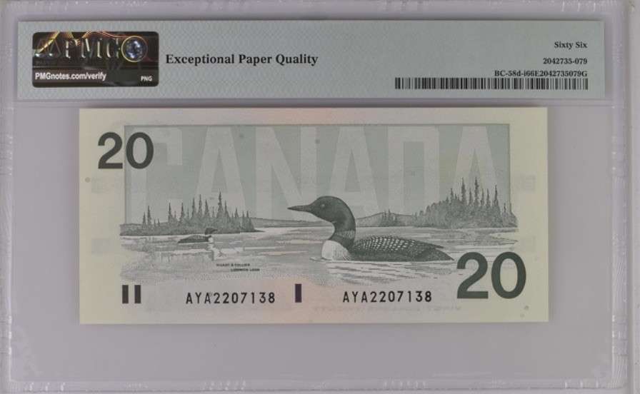 收藏联盟Quantum Auction 第189期中秋拍卖(已更新) 加拿大1986年20元 PMG66