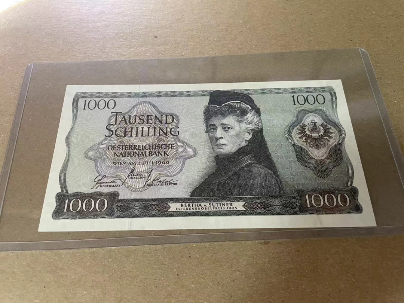 【Blue Auction】✨世界纸币精拍第221期 ——中秋前奏 【无47】奥地利 1966年1000先令 苏特纳 全新UNC