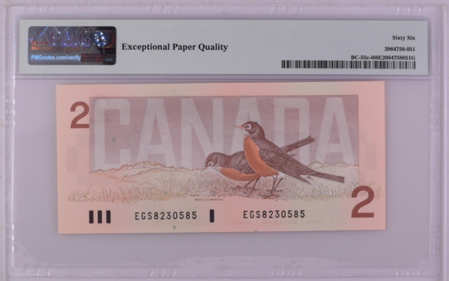 收藏联盟Quantum Auction 第189期中秋拍卖(已更新) 加拿大1986年2元 PMG66
