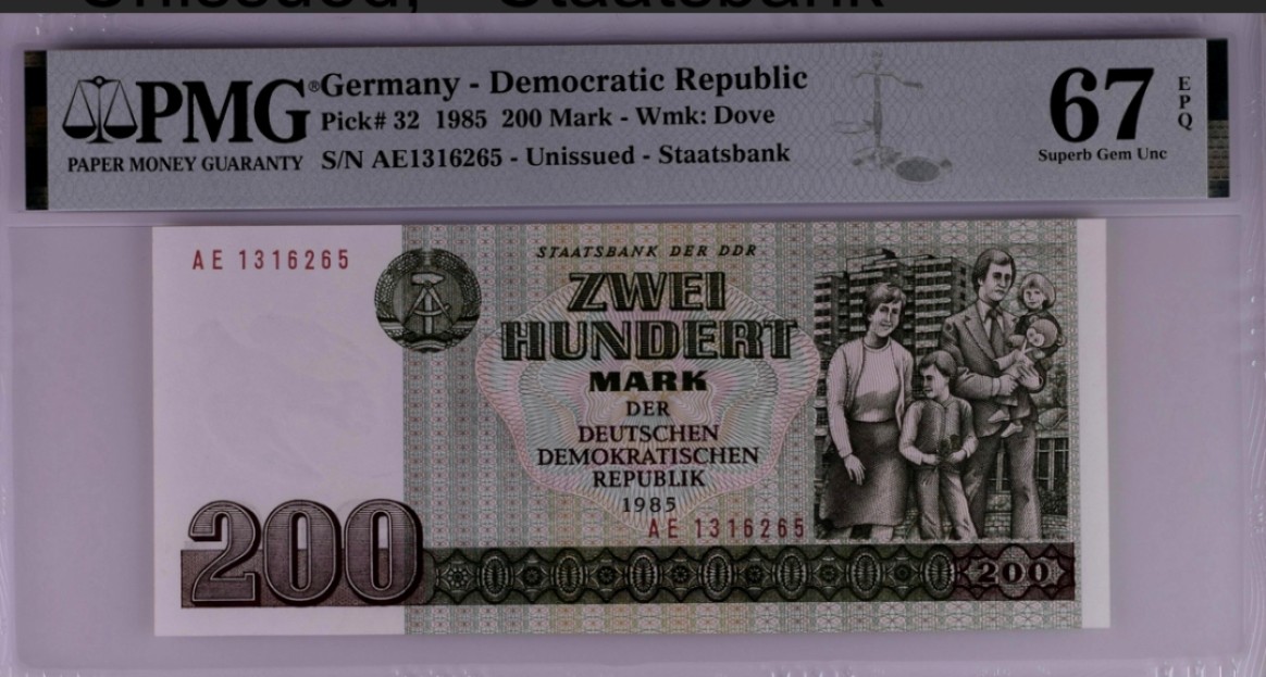 【Blue Auction】✨世界纸币精拍第221期 ——中秋前奏 【无47】德国 1985年200马克 PMG67EPQ 