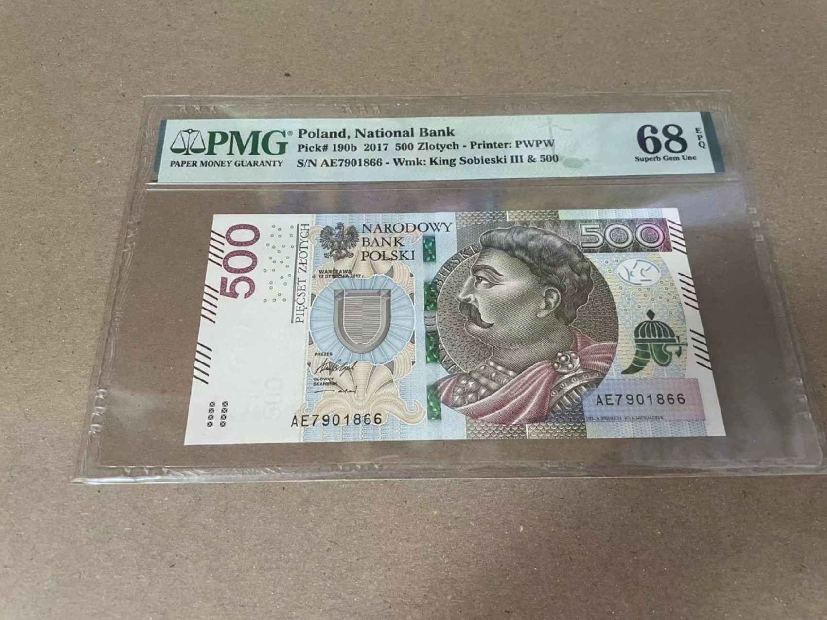 【Blue Auction】✨世界纸币精拍第221期 ——中秋前奏 波兰 2017年500扎罗提 PMG68EPQ 超高分