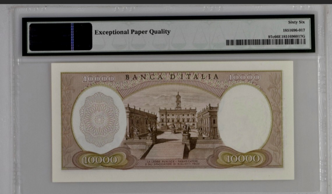 【Blue Auction】✨世界纸币精拍第221期 ——中秋前奏 【1533千位号】意大利 1966年10000里拉 PMG66EPQ 米开朗基罗 