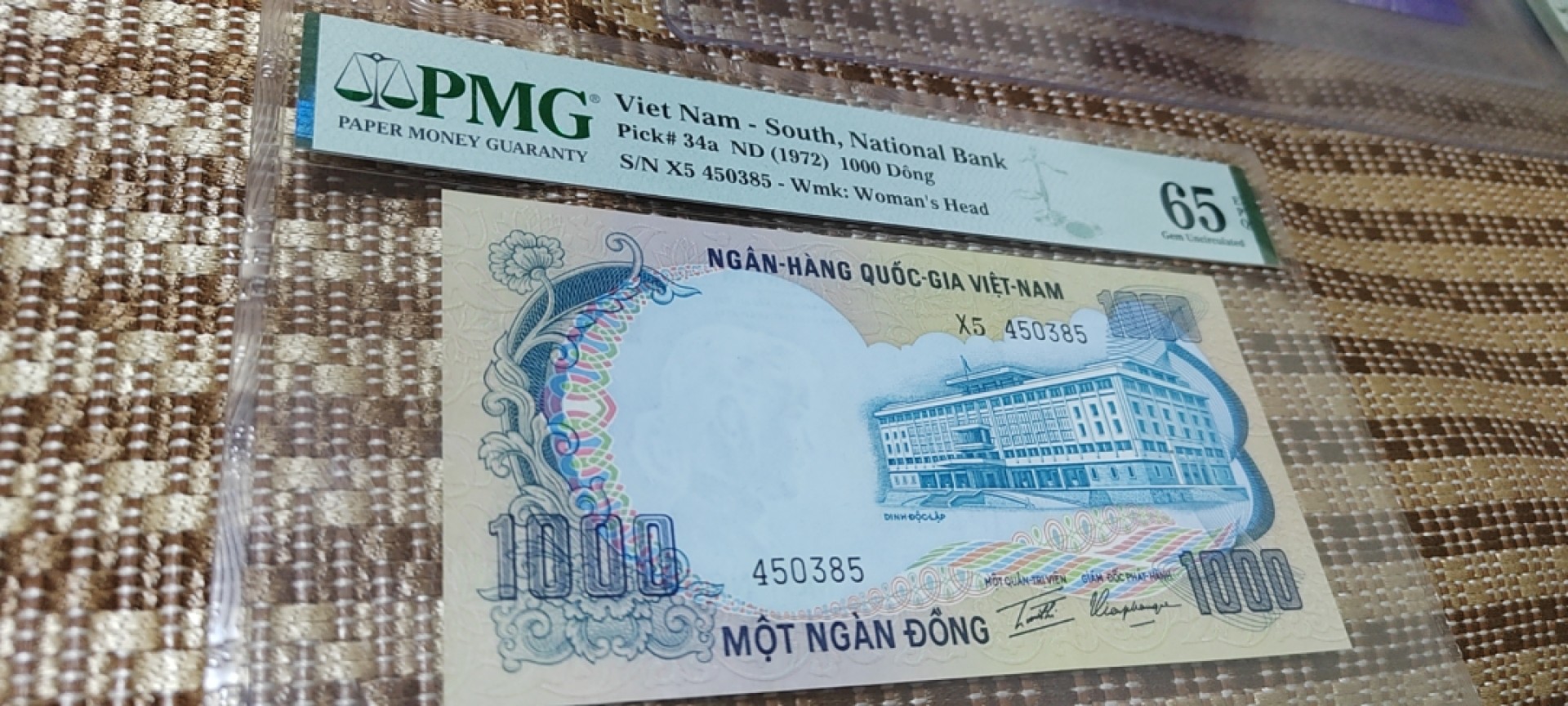 【Blue Auction】✨世界纸币精拍第221期 ——中秋前奏 南越 1972年1000盾 PMG65EPQ 