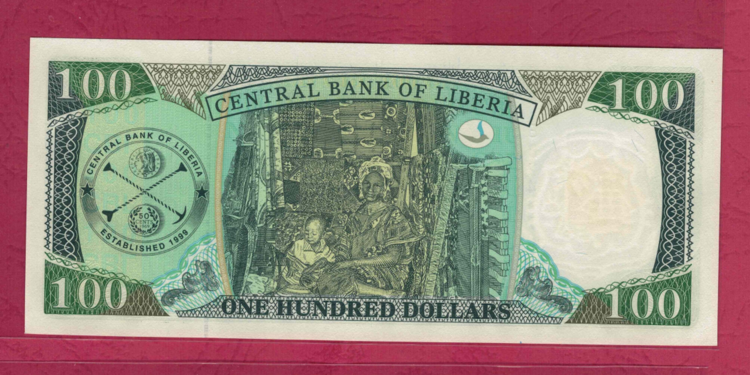 利比里亚2009年100元 克劳斯目录P-30e 美洲纸币 UNC     