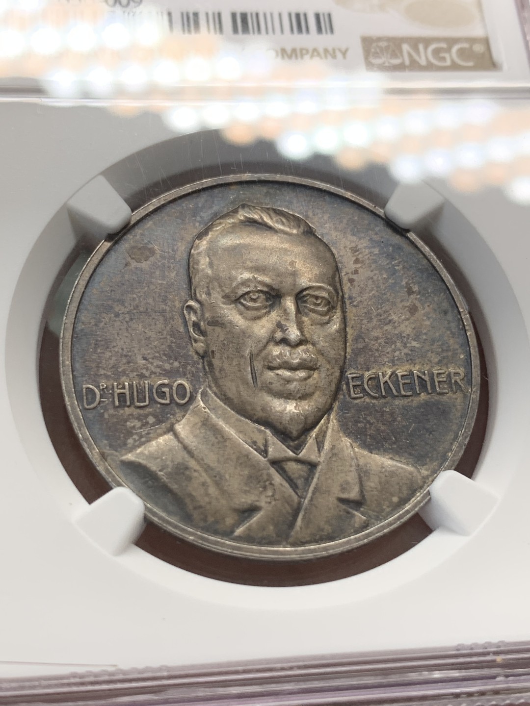 《竞宝斋》第93场-本周日，周一2场连拍（全场不限金额包邮） NGC MS62 1924年 德国 齐柏林飞艇 纪念银章