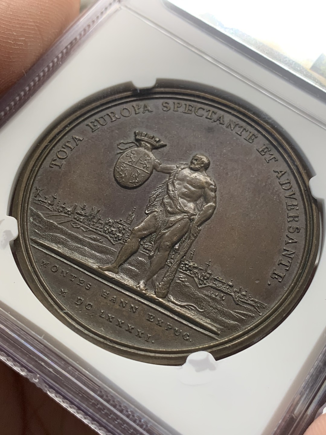 《竞宝斋》第93场-本周日，周一2场连拍（全场不限金额包邮） NGC-MS62 法国1691年路易十四蒙斯围城战纪念铜章