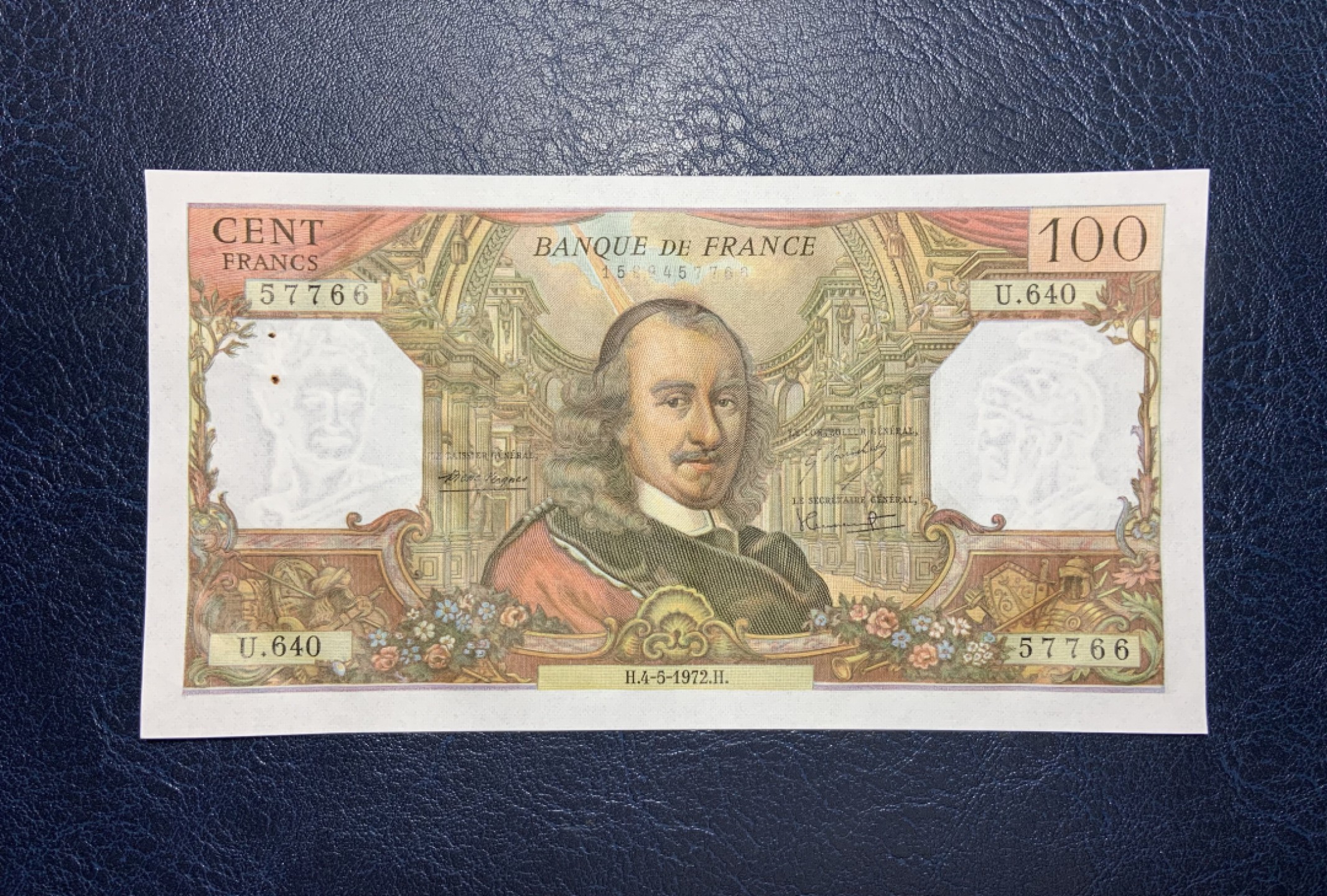 收藏联盟Quantum Auction 第189期中秋拍卖(已更新) 法国1972年100法郎 品相全新UNC- 有针孔 剧作家高乃依