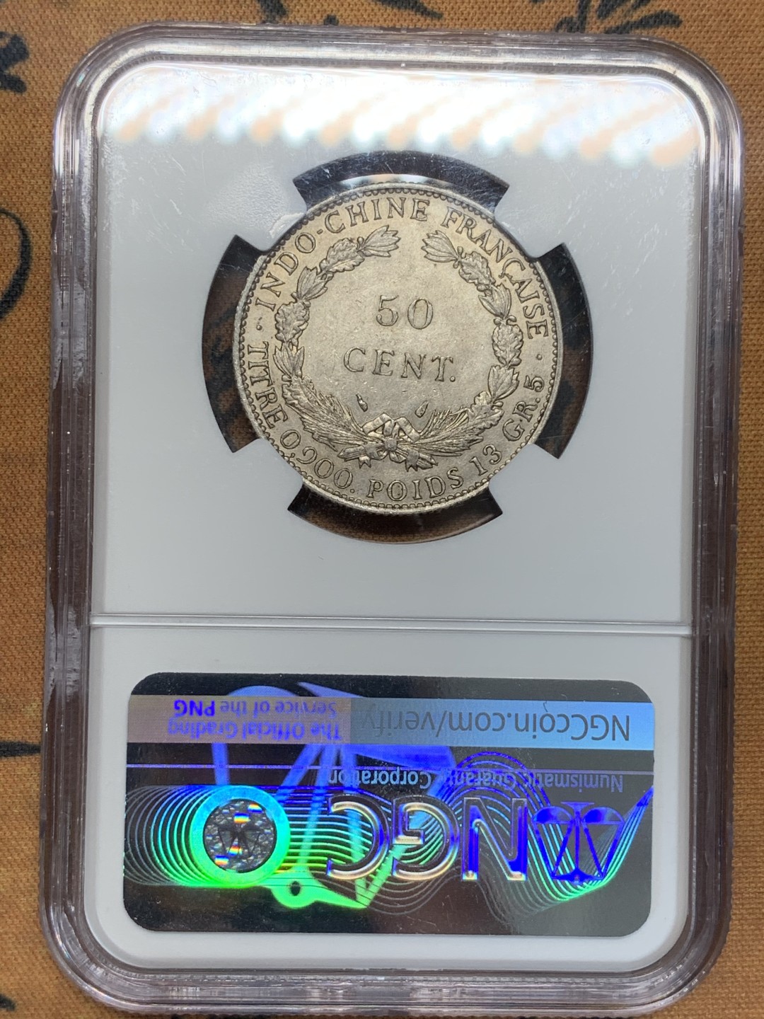《竞宝斋》第93场-本周日，周一2场连拍（全场不限金额包邮） NGC-AU55 法属印度支那1936年50C银币
