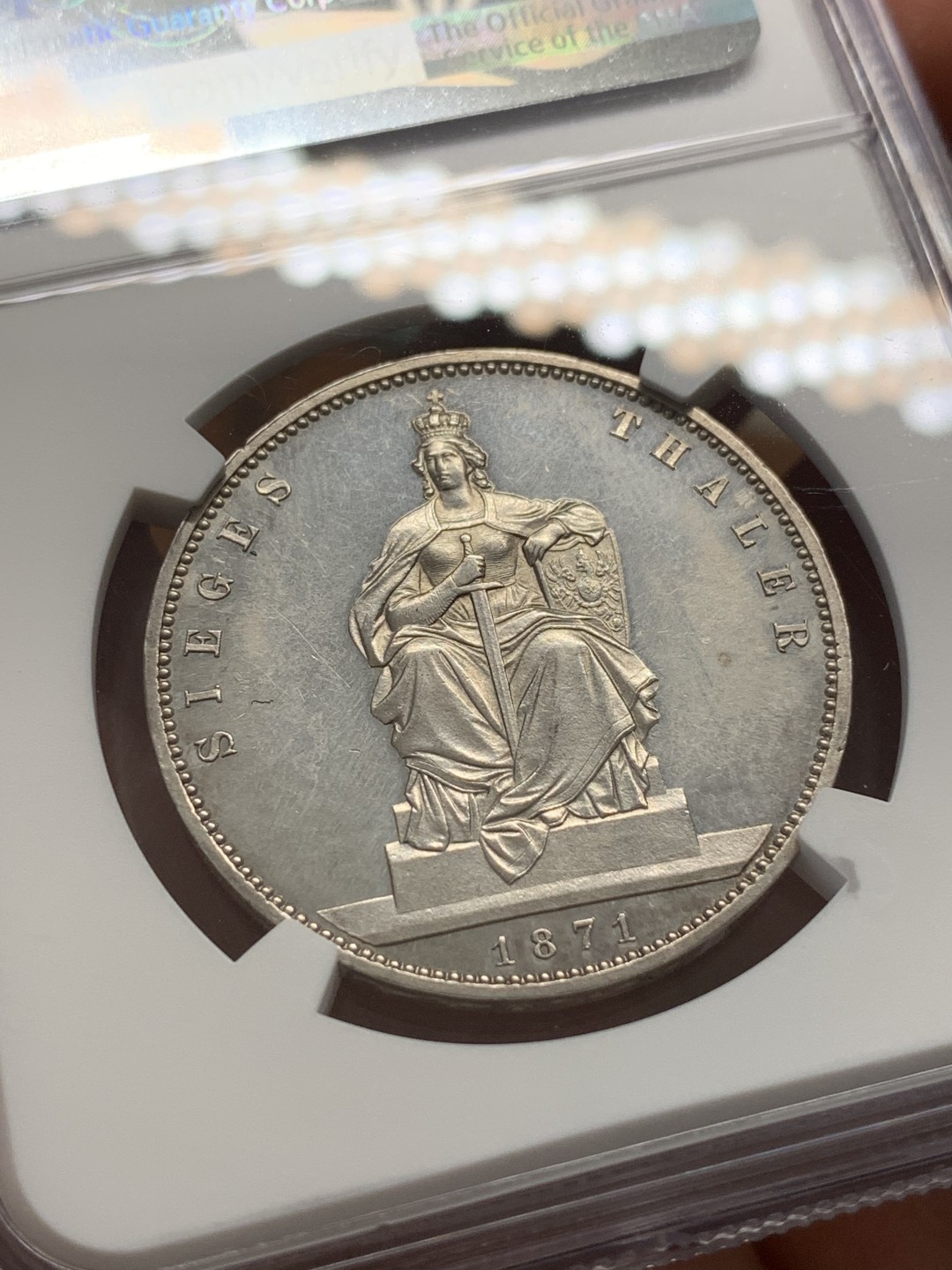 《竞宝斋》第93场-本周日，周一2场连拍（全场不限金额包邮） NGC-UNC 德国普鲁士 1871年 纪念普法战争胜利 1泰勒大银币