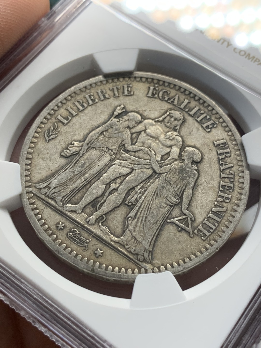 《竞宝斋》第93场-本周日，周一2场连拍（全场不限金额包邮） NGC-XF45 法国1849年 早期大力神5法郎大银币 原味好品