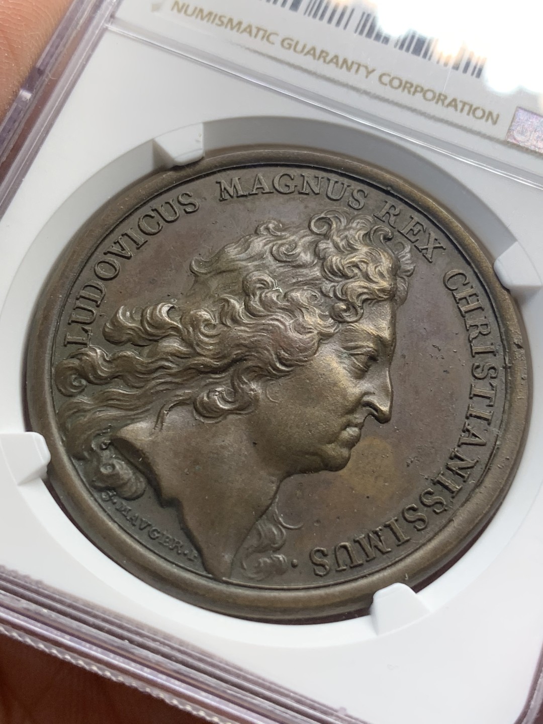 《竞宝斋》第93场-本周日，周一2场连拍（全场不限金额包邮） NGC-MS62 法国1691年路易十四蒙斯围城战纪念铜章