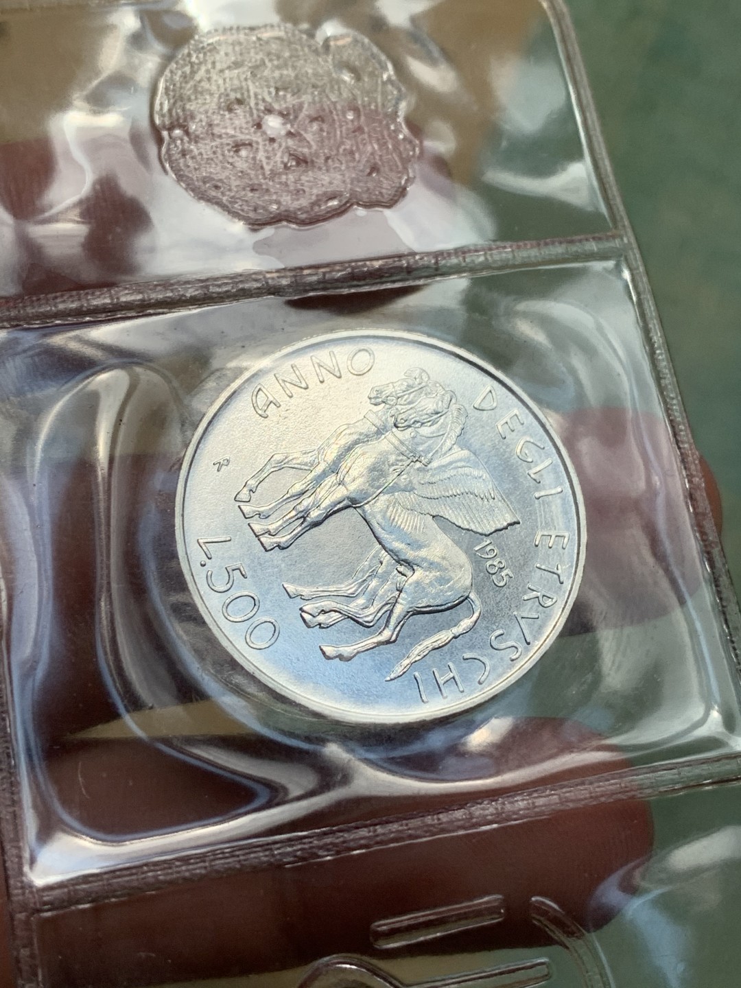 《竞宝斋》第93场-本周日，周一2场连拍（全场不限金额包邮） 原盒证书 意大利1985年 伊特鲁里亚文化年 500里拉银币 少见品种 ¥90