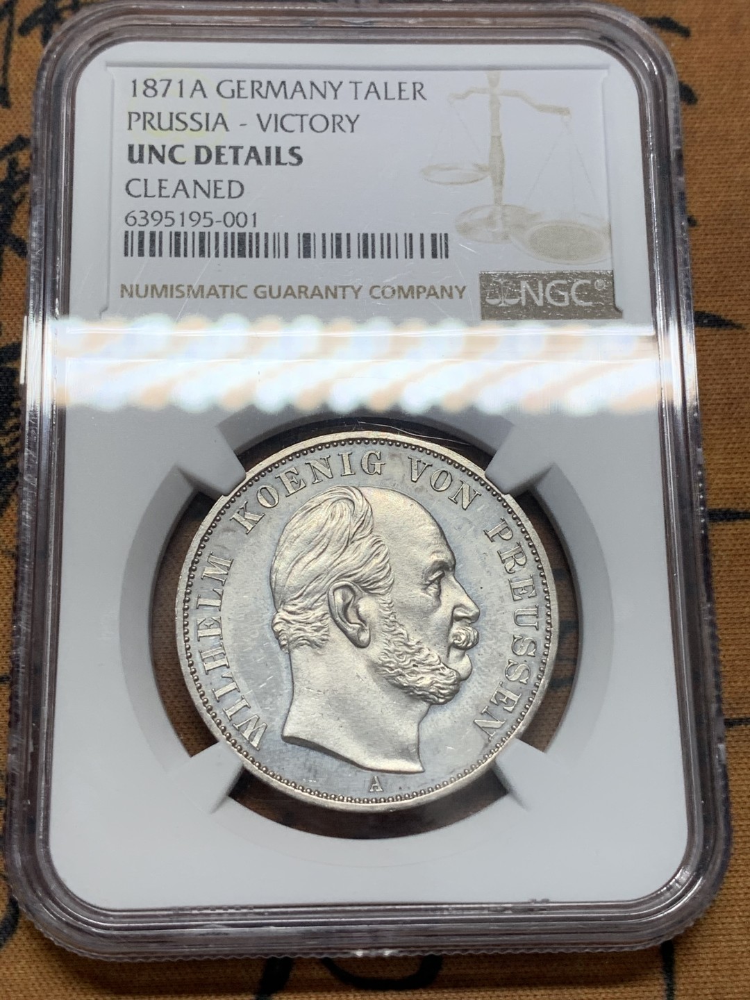 《竞宝斋》第93场-本周日，周一2场连拍（全场不限金额包邮） NGC-UNC 德国普鲁士 1871年 纪念普法战争胜利 1泰勒大银币