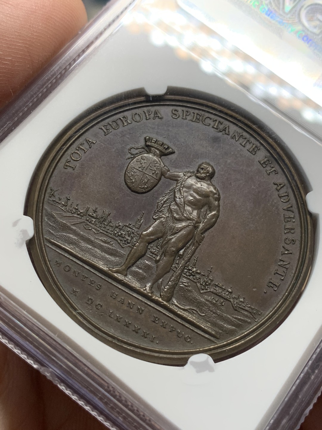 《竞宝斋》第93场-本周日，周一2场连拍（全场不限金额包邮） NGC-MS62 法国1691年路易十四蒙斯围城战纪念铜章