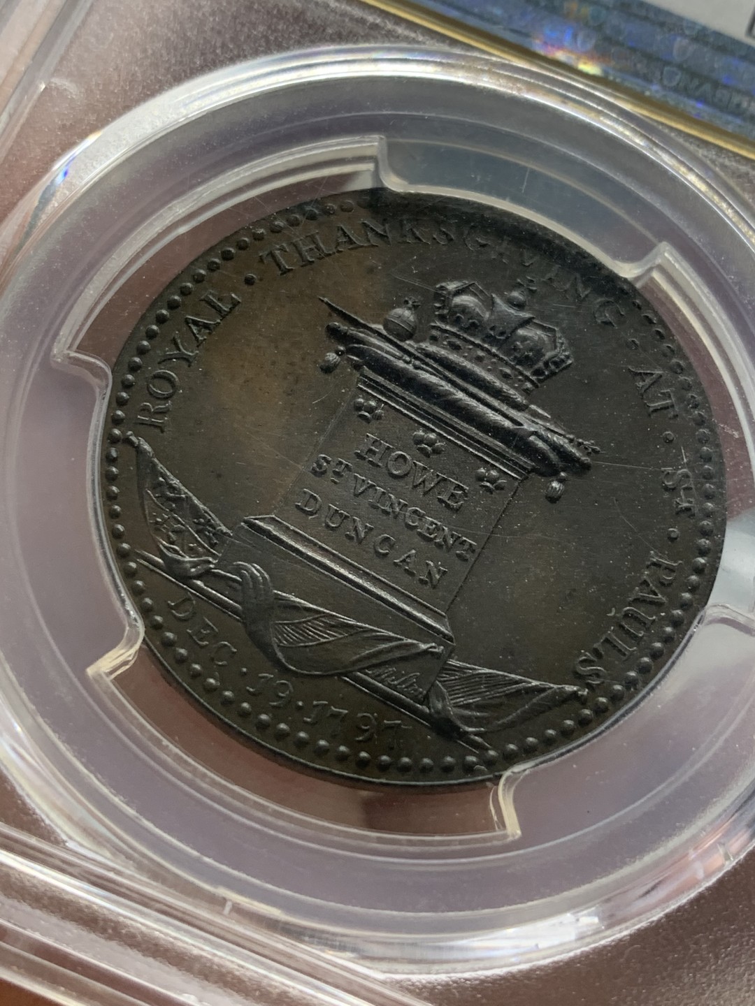 《竞宝斋》第93场-本周日，周一2场连拍（全场不限金额包邮） NGC-MS65 1797 英国高分乔治三世1便士代币 接近精制工艺