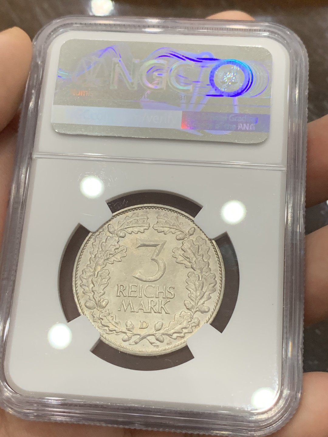 《竞宝斋》第93场-本周日，周一2场连拍（全场不限金额包邮） NGC-MS65 魏玛德国1925年莱茵千年3马克银币 少见高分