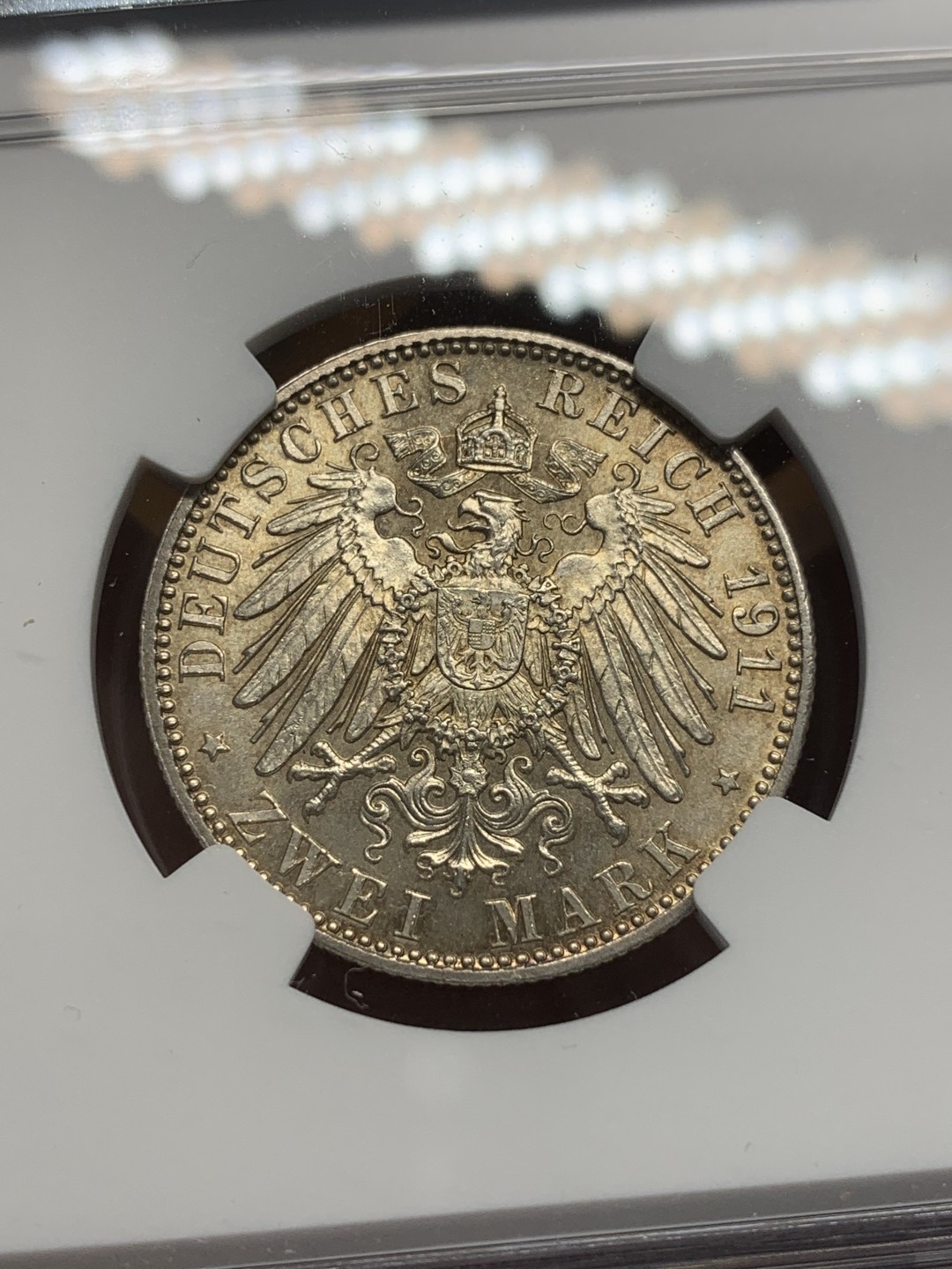 《竞宝斋》第93场-本周日，周一2场连拍（全场不限金额包邮） NGC-MS64 德国巴伐利亚1911年90岁大寿纪念2马克银币