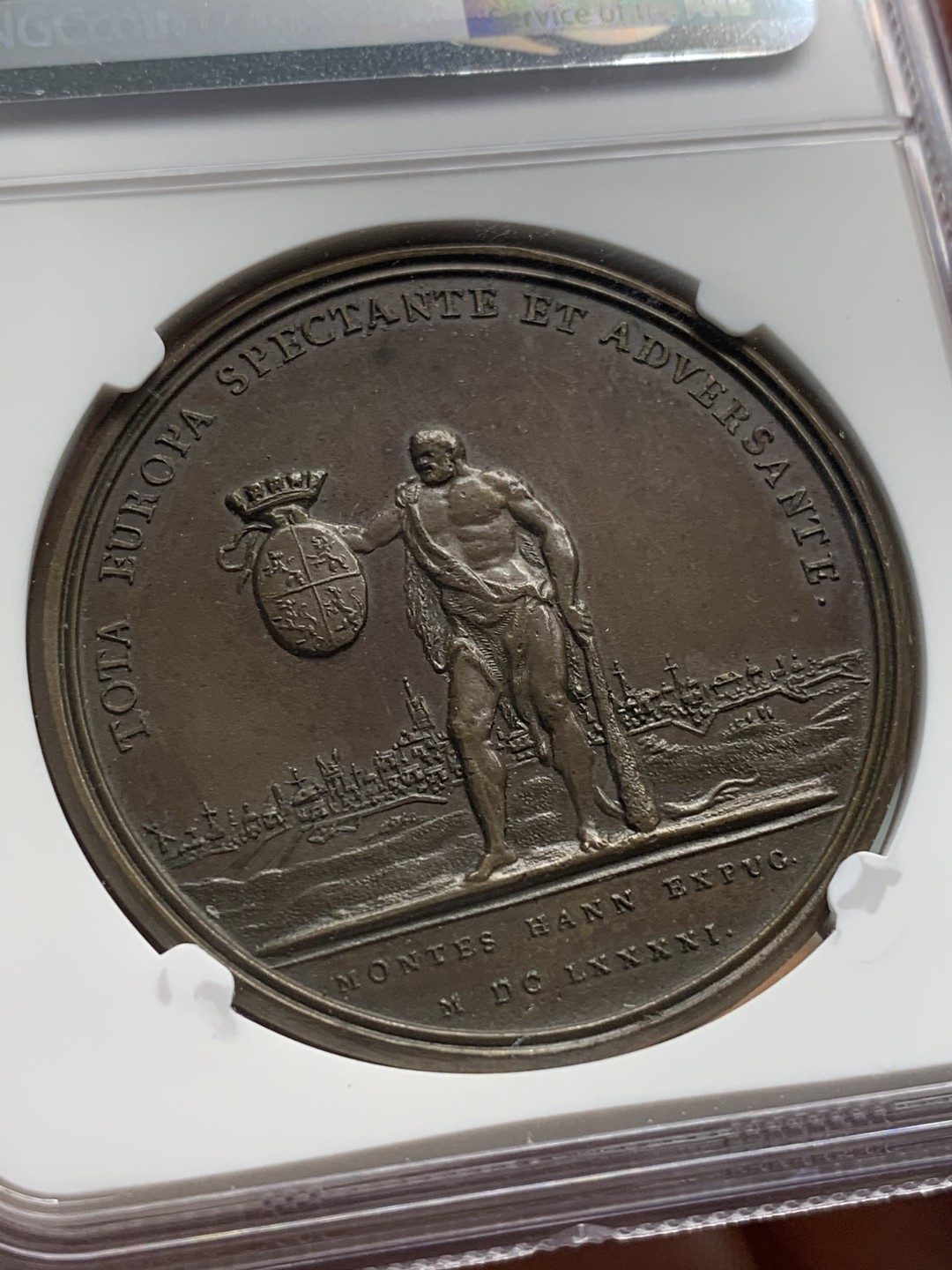 《竞宝斋》第93场-本周日，周一2场连拍（全场不限金额包邮） NGC-MS62 法国1691年路易十四蒙斯围城战纪念铜章