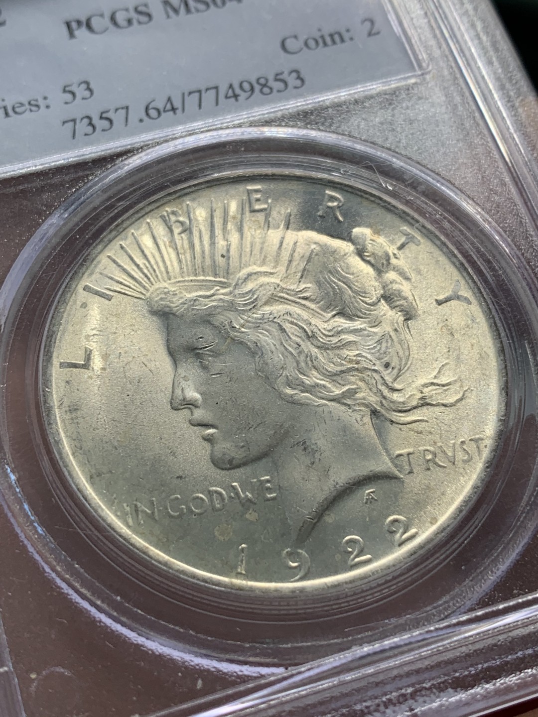 《竞宝斋》第93场-本周日，周一2场连拍（全场不限金额包邮） PCGS-MS64 老盒美国1922 和平壹圆银币