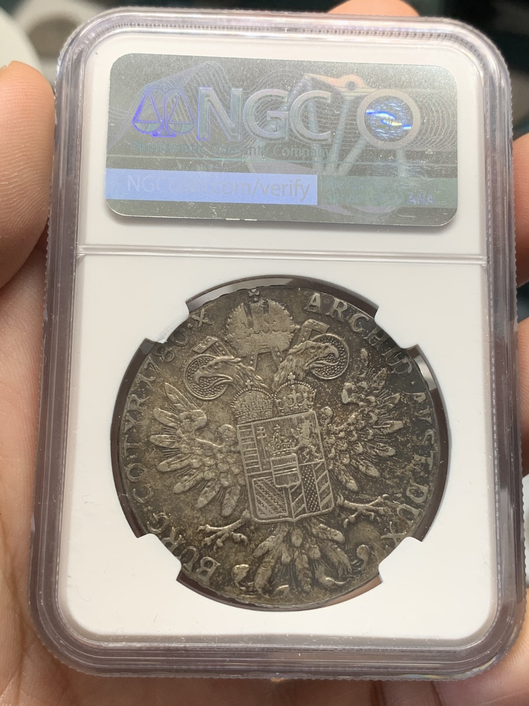 《竞宝斋》第93场-本周日，周一2场连拍（全场不限金额包邮） NGC XF45  1780年 奥地利 大奶妈 泰勒大银币  后铸 双须版 原味包浆难得