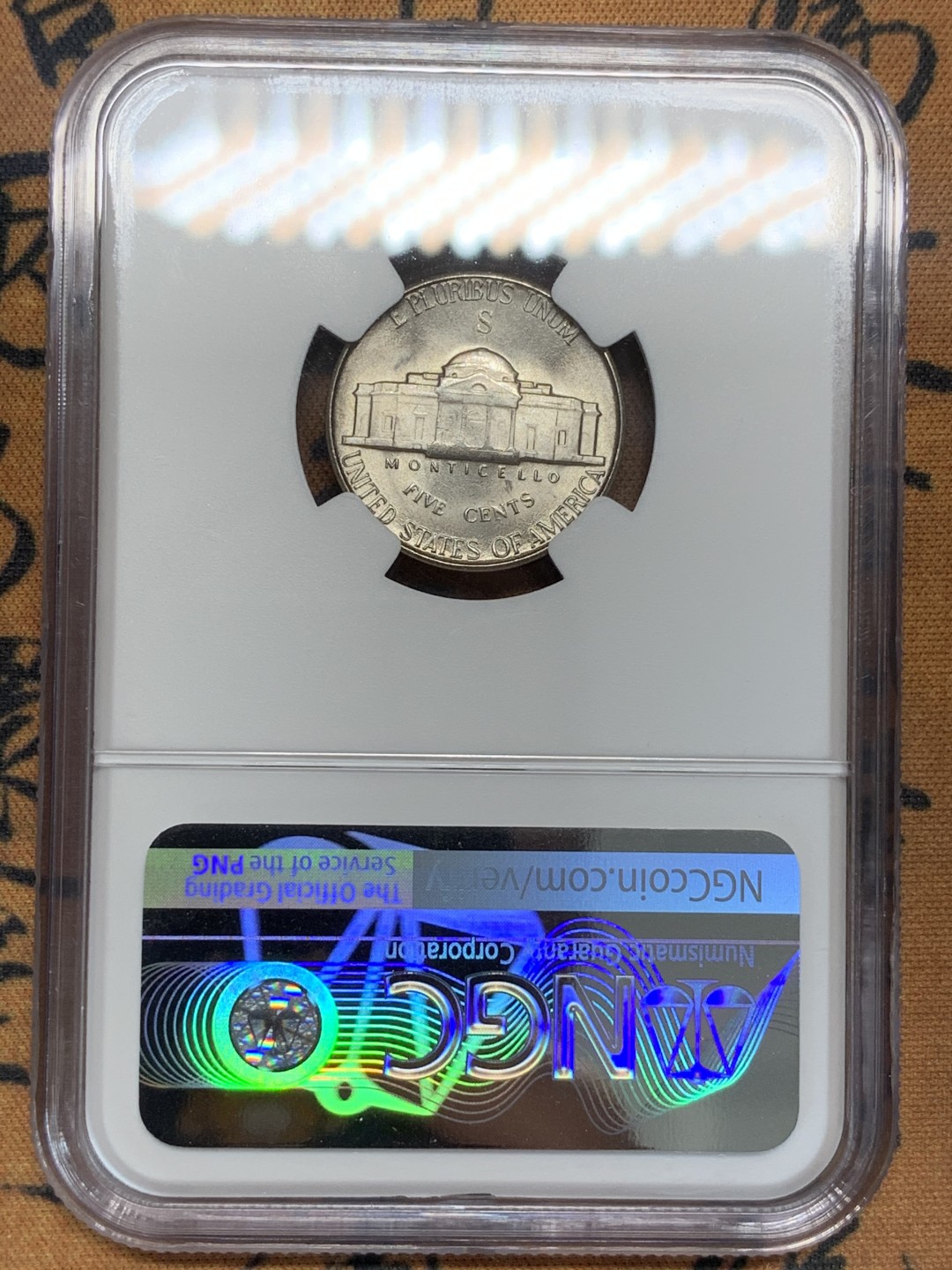 《竞宝斋》第93场-本周日，周一2场连拍（全场不限金额包邮） NGC-MS64 美国 1945年 杰弗逊战时五美分（1942-1945 二战低银版，非常见铜镍币）