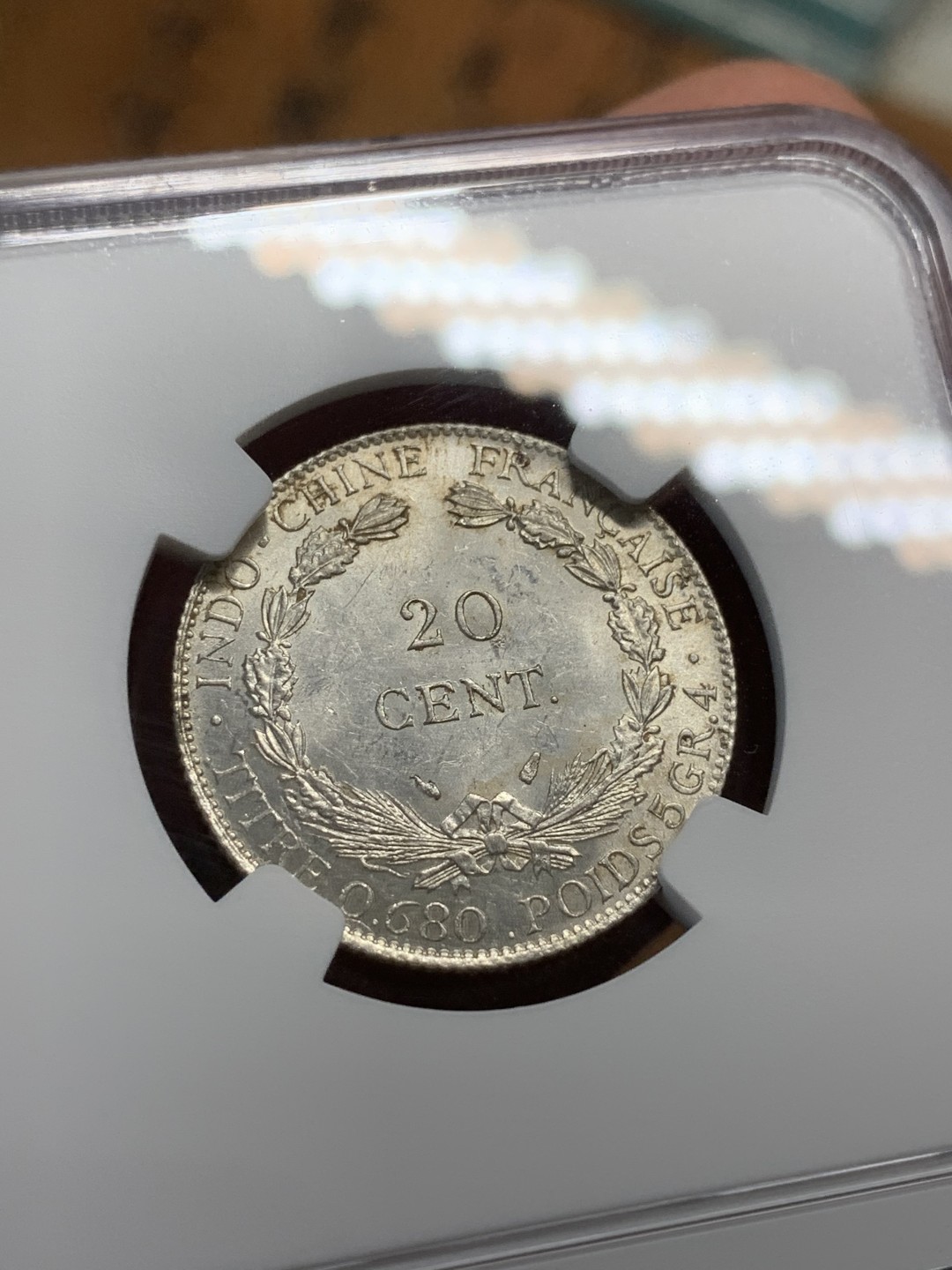 《竞宝斋》第93场-本周日，周一2场连拍（全场不限金额包邮） NGC-MS61 法属印支 1937年坐洋2角银币 卷拆曝光品相