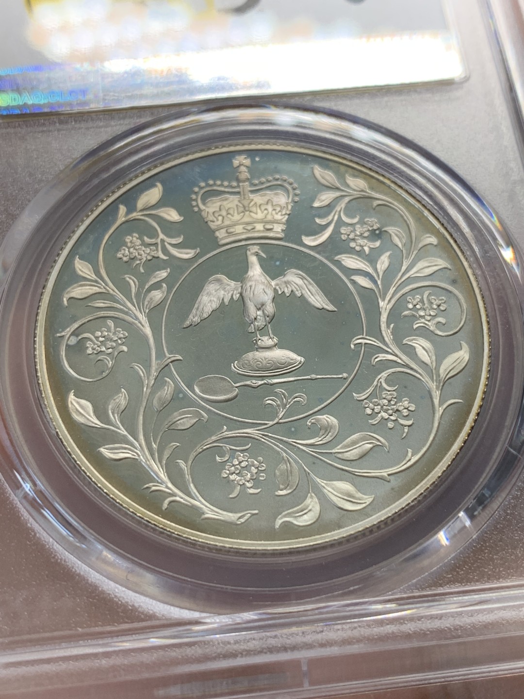 《竞宝斋》第93场-本周日，周一2场连拍（全场不限金额包邮） PCGS PR68DCAM 1977年英国25便士精制纪念银币 女王登基25周年 极品高分十分难得！