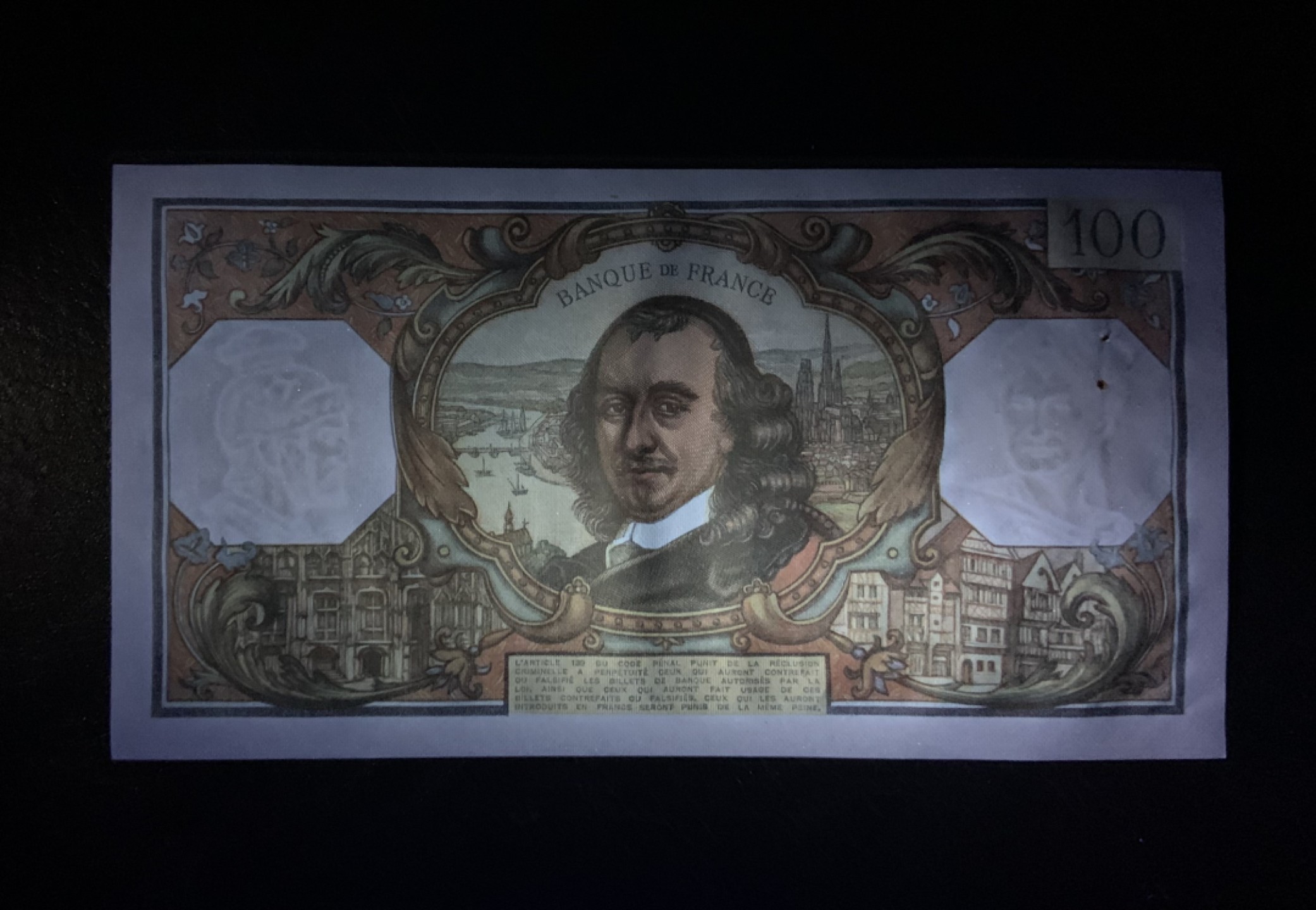 收藏联盟Quantum Auction 第189期中秋拍卖(已更新) 法国1972年100法郎 品相全新UNC- 有针孔 剧作家高乃依