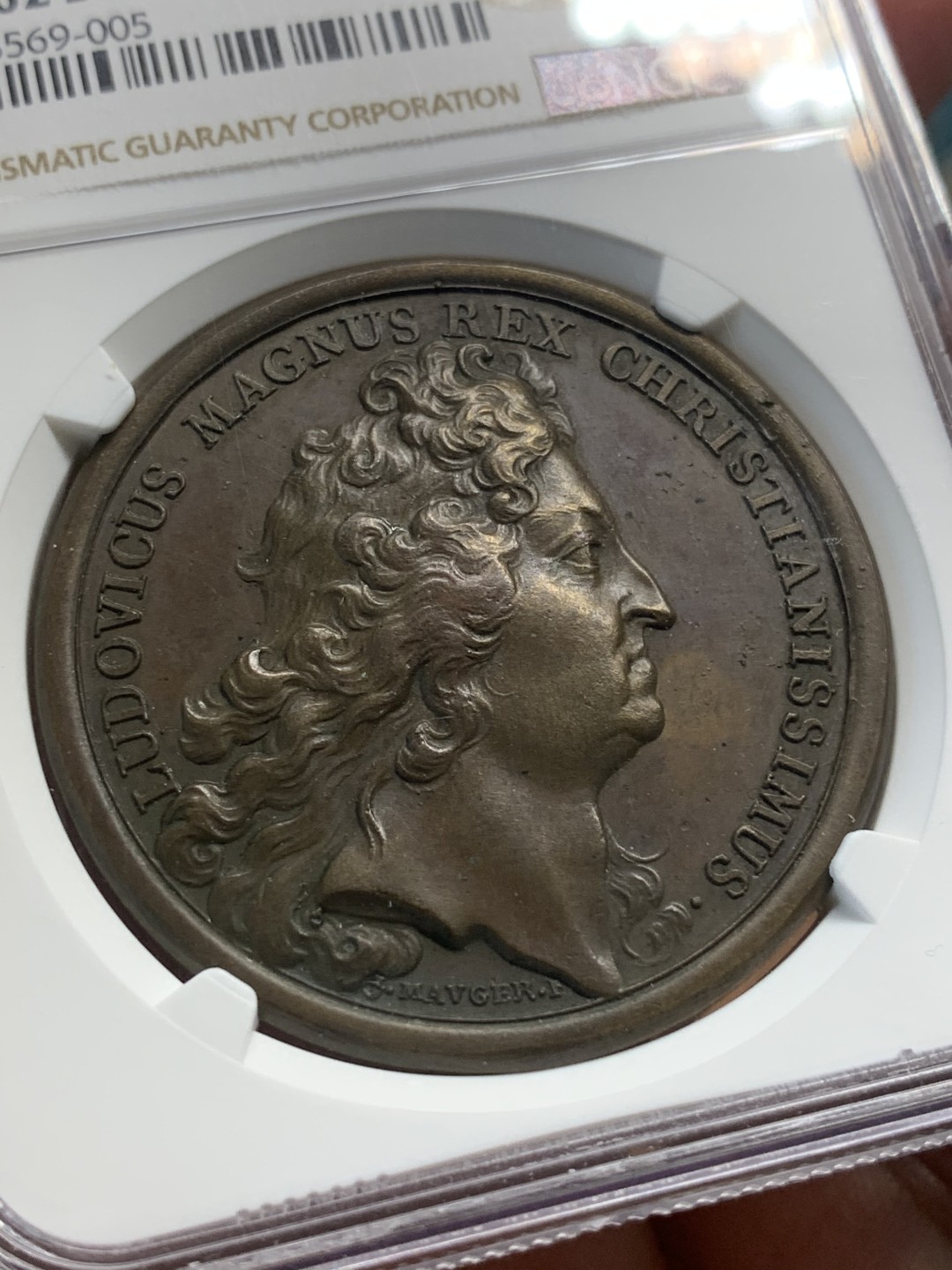 《竞宝斋》第93场-本周日，周一2场连拍（全场不限金额包邮） NGC-MS62 法国1691年路易十四蒙斯围城战纪念铜章