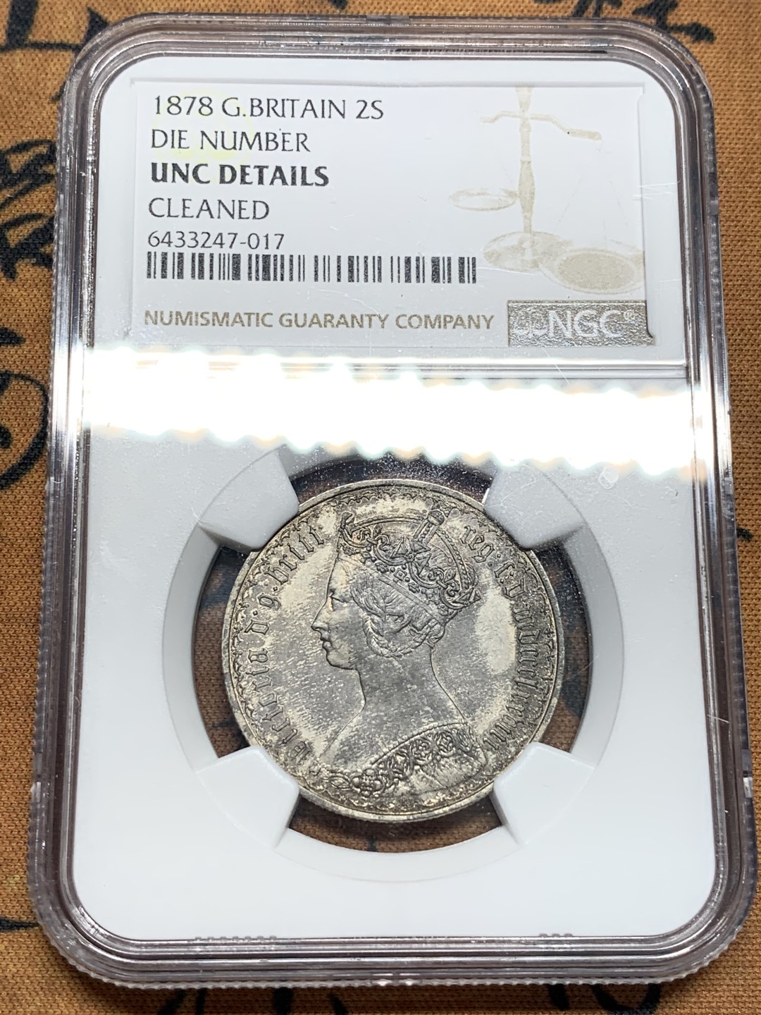 《竞宝斋》第93场-本周日，周一2场连拍（全场不限金额包邮） NGC-UNC细节 1878 英国维多利亚弗洛林 肉眼无疵，背面呈现PL状态，处理好就是高分