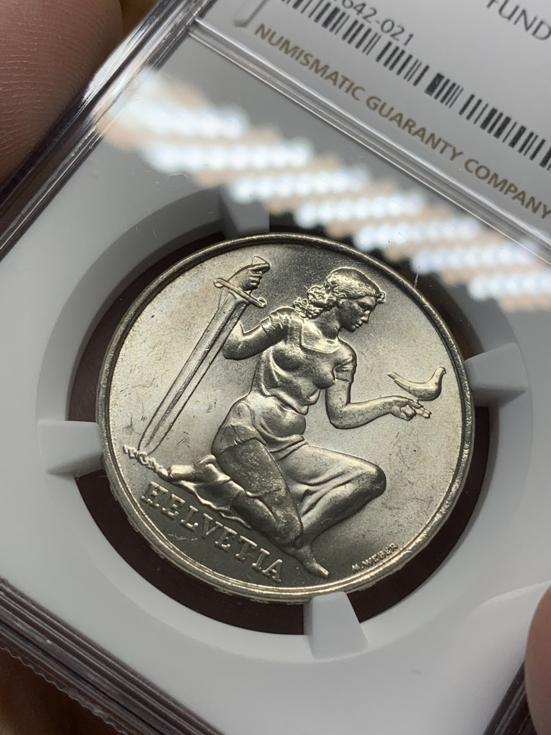 《竞宝斋》第93场-本周日，周一2场连拍（全场不限金额包邮） NGC-MS64 瑞士1936年联邦军备基金5法郎银币