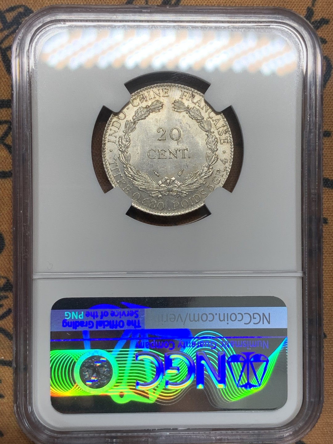 《竞宝斋》第93场-本周日，周一2场连拍（全场不限金额包邮） NGC-MS61 法属印支 1937年坐洋2角银币 卷拆曝光品相