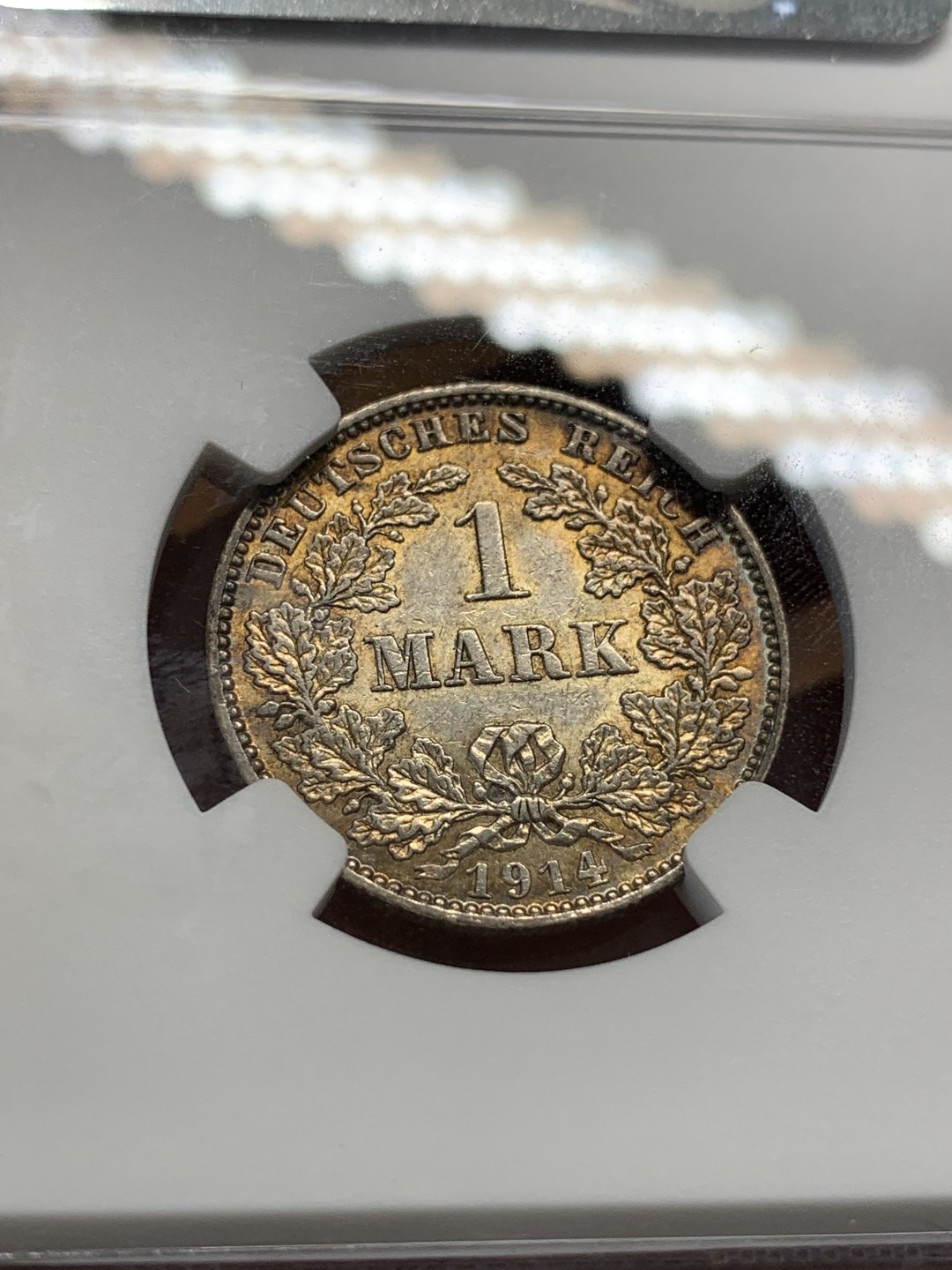 《竞宝斋》第93场-本周日，周一2场连拍（全场不限金额包邮） NGC-MS61 德国   1914年 1马克 长翅 银币 j版