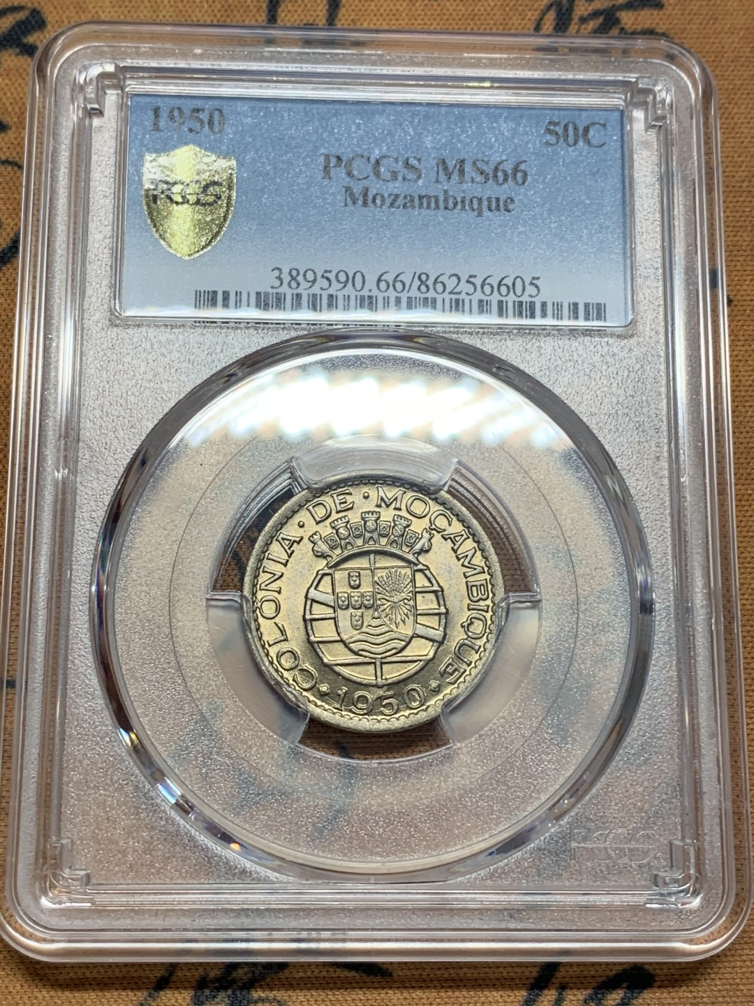 《竞宝斋》第93场-本周日，周一2场连拍（全场不限金额包邮） 高分亚军分 PCGS-MS66 葡属莫桑比克1950年50C镍币