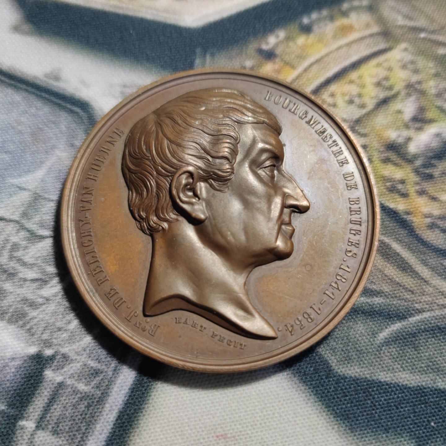 gush小明20220908周四 比利时1855大铜章 高浮雕，人物刻画立体逼真，品相不错