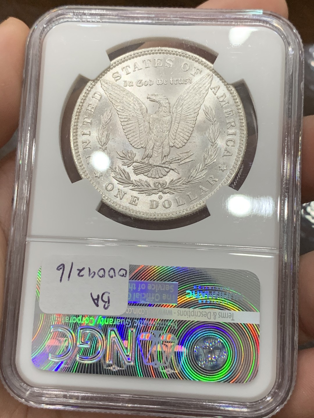 《竞宝斋》第93场-本周日，周一2场连拍（全场不限金额包邮） NGC-MS65 美国 1884年 1美元 O版摩根银币 新奥尔良造币厂 状态出色