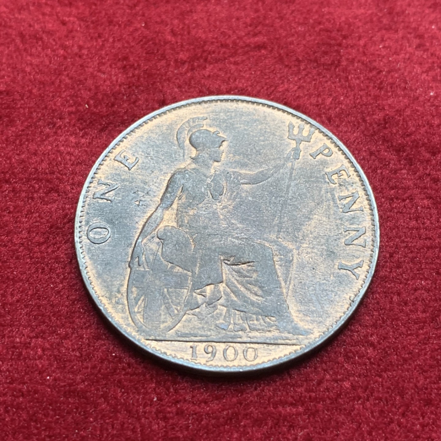 《竞宝斋》第93场-本周日，周一2场连拍（全场不限金额包邮） 1900年 英国 维多利亚披纱 1便士大铜币 铜币保存不易