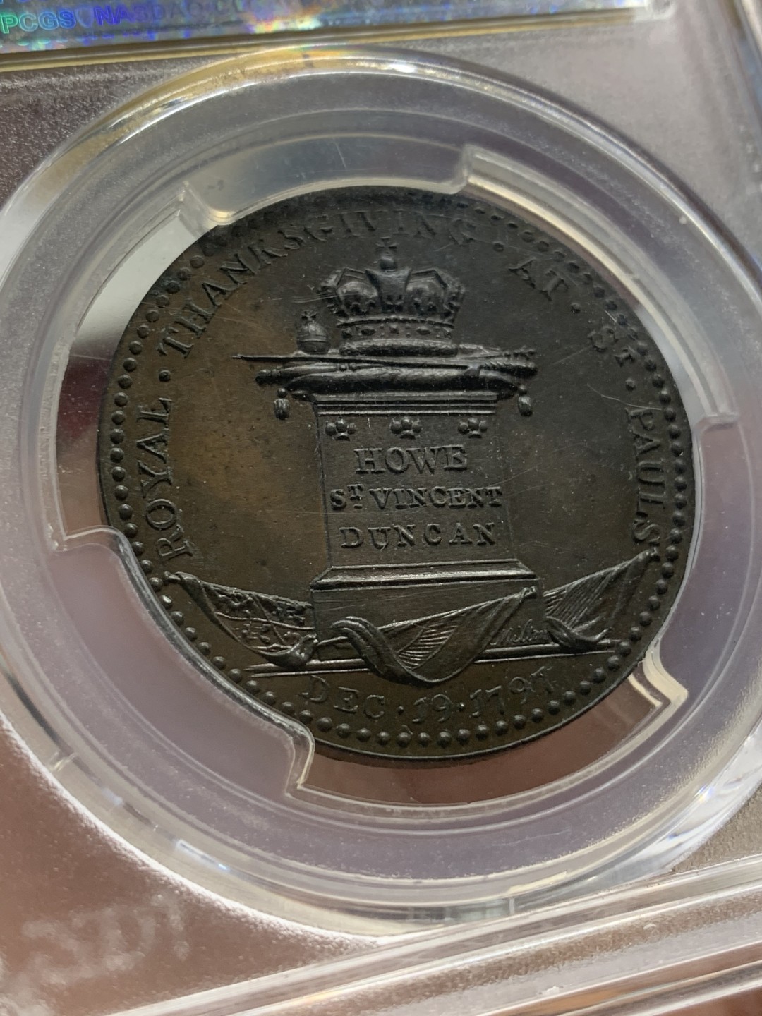 《竞宝斋》第93场-本周日，周一2场连拍（全场不限金额包邮） NGC-MS65 1797 英国高分乔治三世1便士代币 接近精制工艺