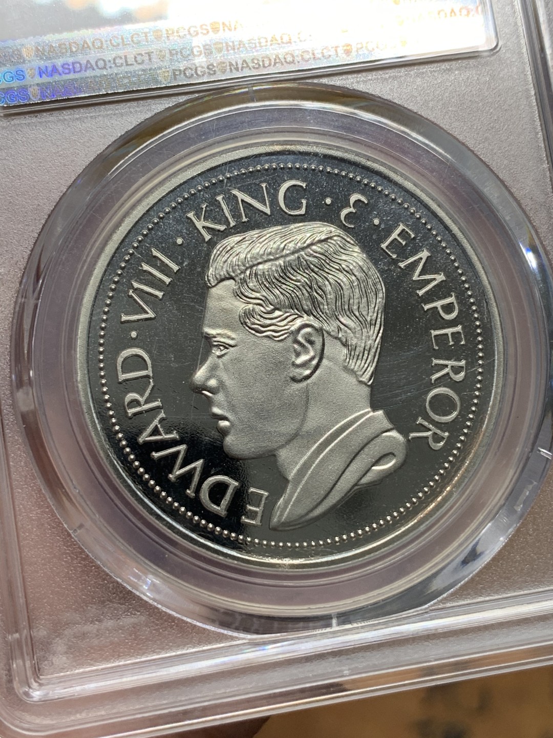 《竞宝斋》第93场-本周日，周一2场连拍（全场不限金额包邮） PCGS-PR67DCAM 巴勒斯坦1936年爱德华八世克朗型 纪念章（币中币、亚军分）