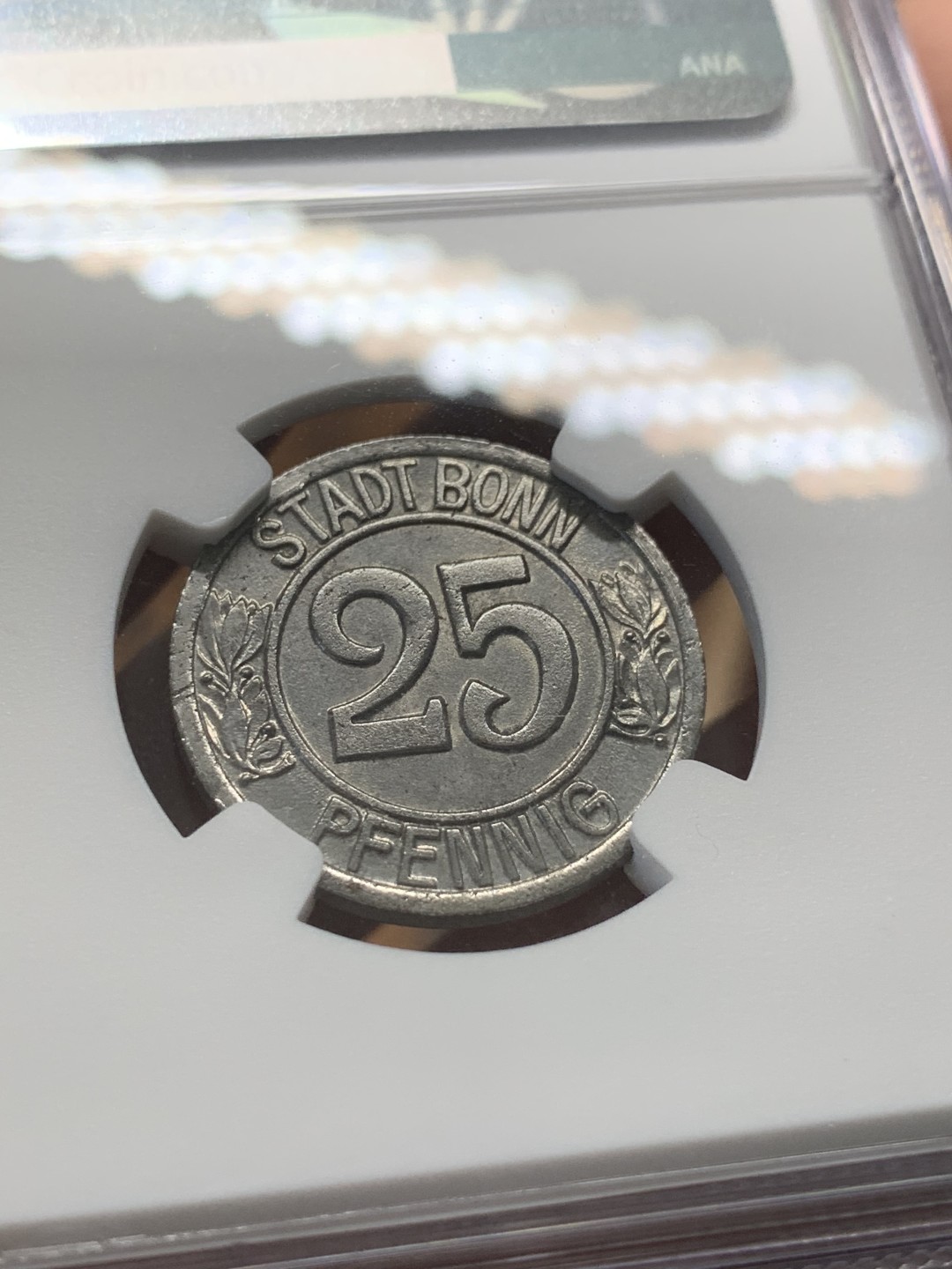 《竞宝斋》第93场-本周日，周一2场连拍（全场不限金额包邮） NGC-MS64  德国紧急时期1920波恩25芬尼 贝多芬 银光闪耀 状态极好