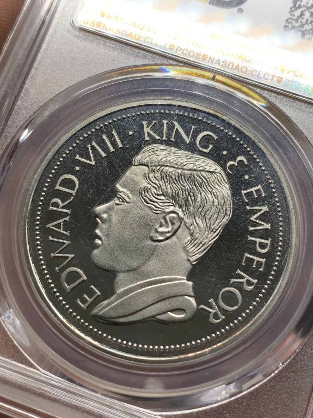 《竞宝斋》第93场-本周日，周一2场连拍（全场不限金额包邮） PCGS-PR67DCAM 巴勒斯坦1936年爱德华八世克朗型 纪念章（币中币、亚军分）